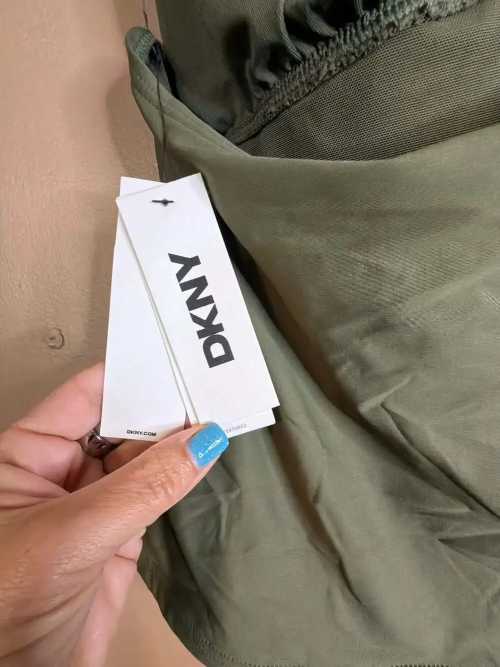 DKNY Halter Tankini Swim Top Olive Green Size M
